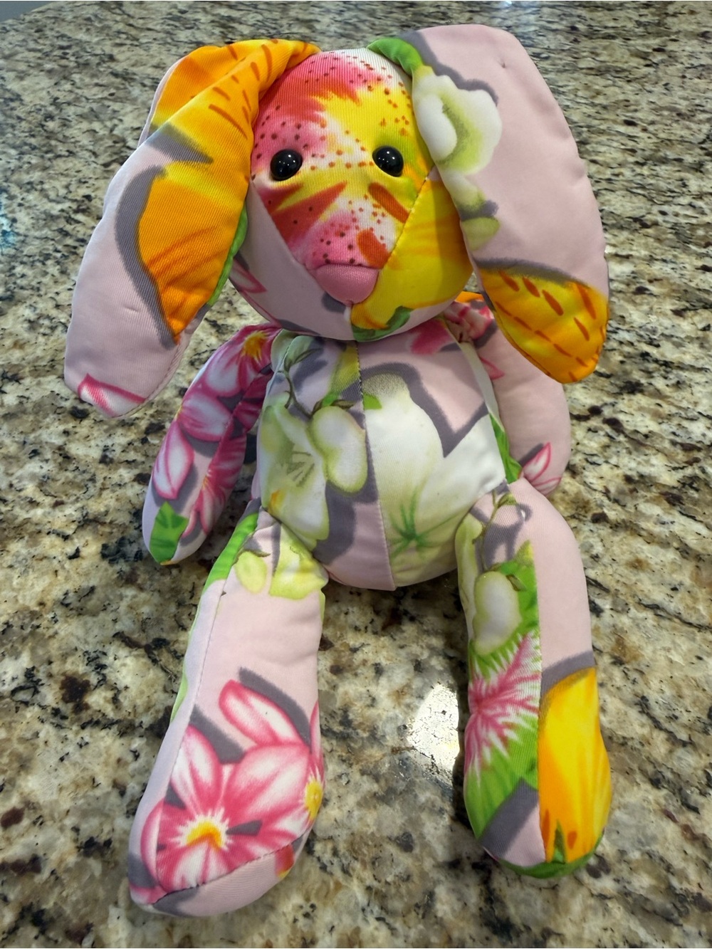 Floral plush stuffed bunny rabbit pink pastel colors gift kids stocking stuffer